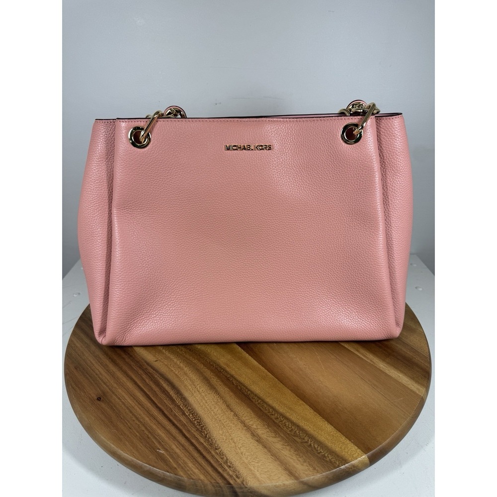 Authentic New Michael Kors Large Leather Trisha Shoulder Gusset Handbag Primrose